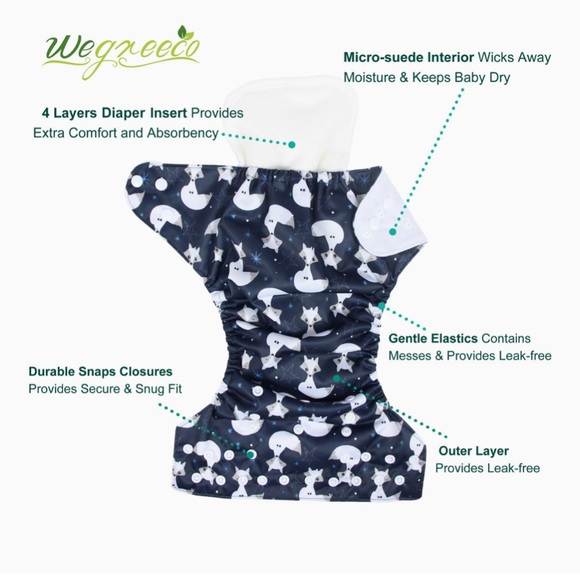 Wegreeco cloth diapers 6pk - Picture 4 of 7